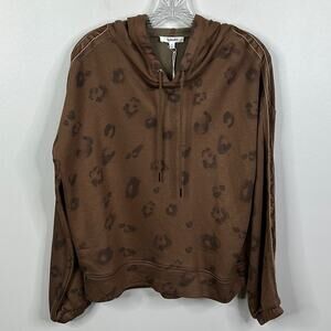 Splendid Corinna Leopard Print Hoodie Women's Size S Brown Tiger Eye Pullover